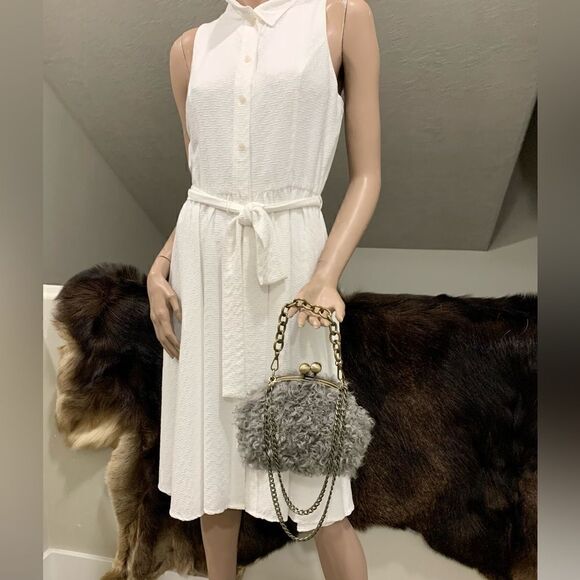 Handmade Genuine Curly Shearling Kisslock Wristlet/Shoulder Bag/Crossbody - Picture 10 of 16